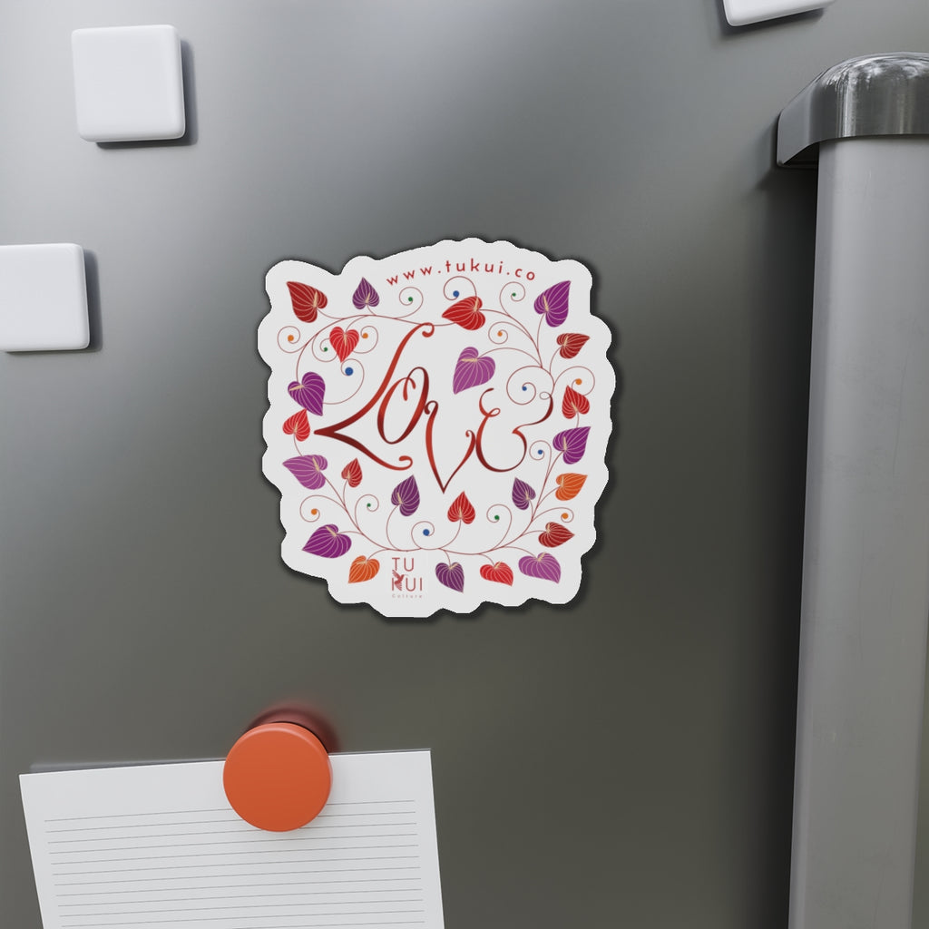 Love Floral Die-Cut Magnet — Heart Vine Refrigerator Sticker (Valentine Gift)