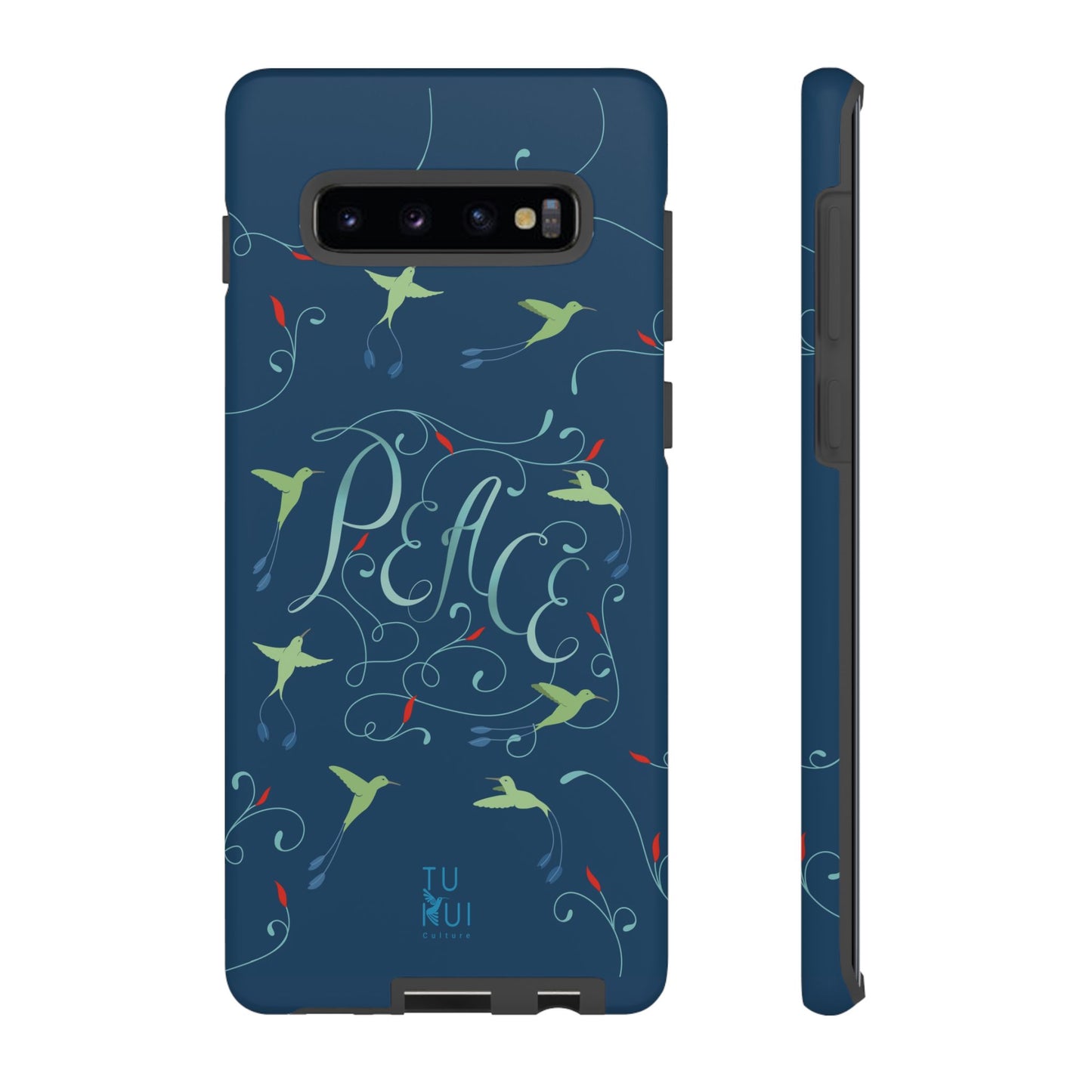 Phone Case - Hummingbirds & Flowers with Peace Lettering