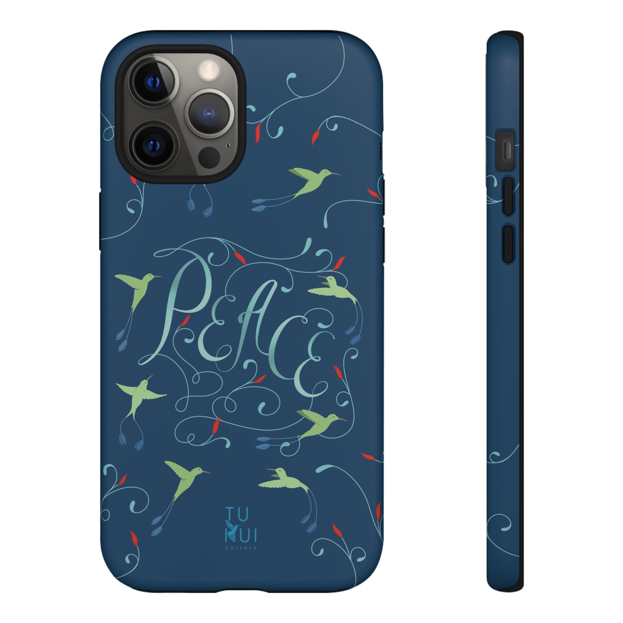 Phone Case - Hummingbirds & Flowers with Peace Lettering