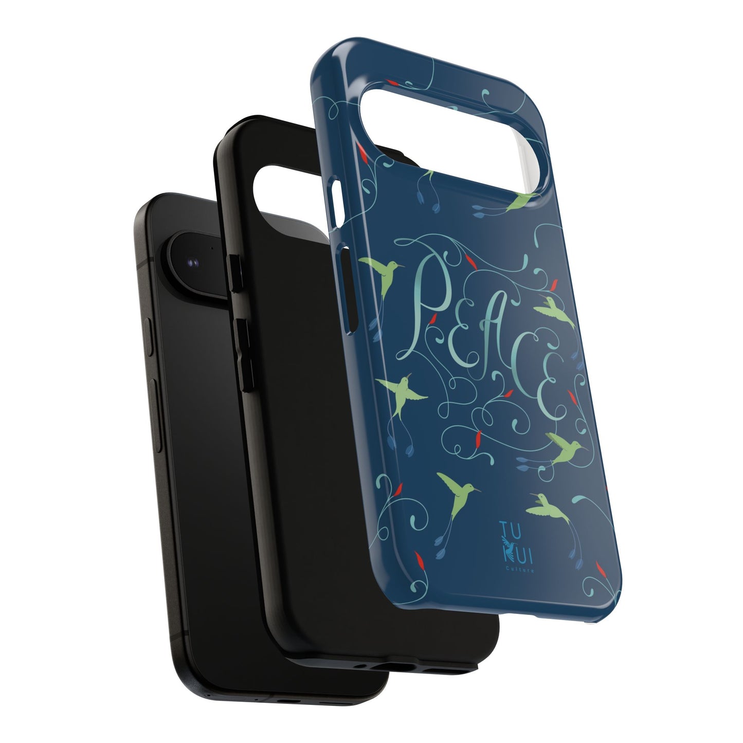Phone Case - Hummingbirds & Flowers with Peace Lettering