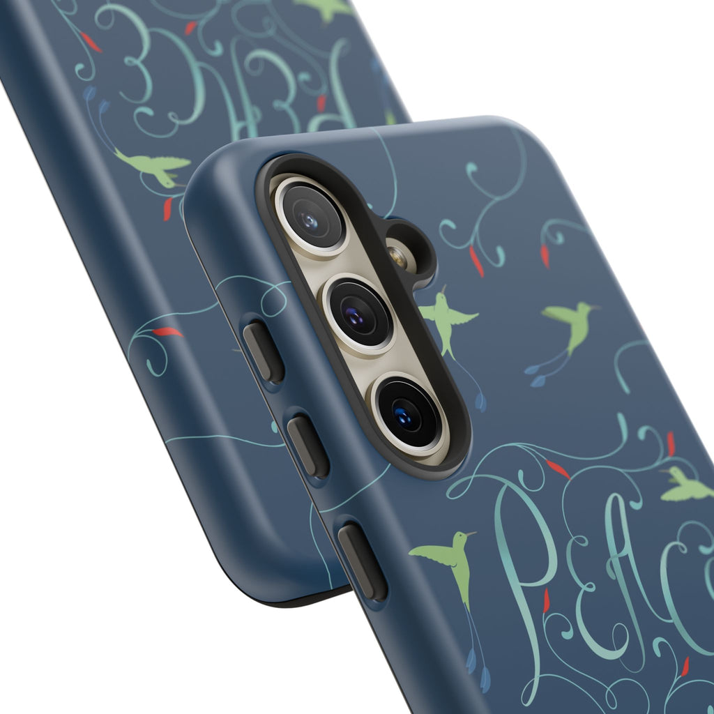 Phone Case - Hummingbirds & Flowers with Peace Lettering