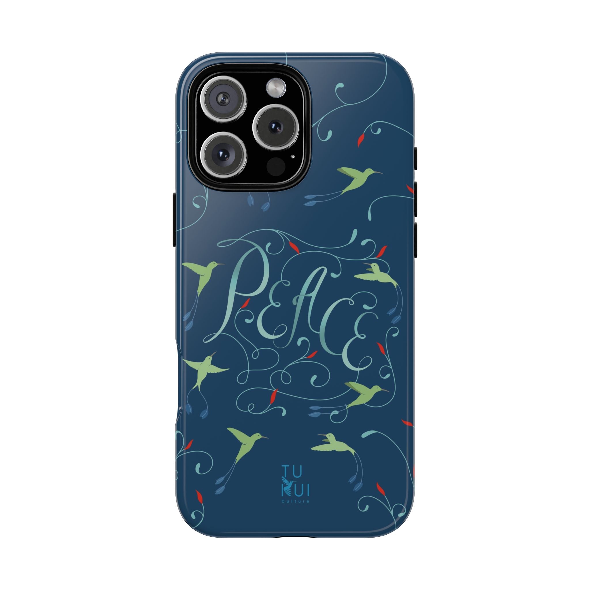 Phone Case - Hummingbirds & Flowers with Peace Lettering