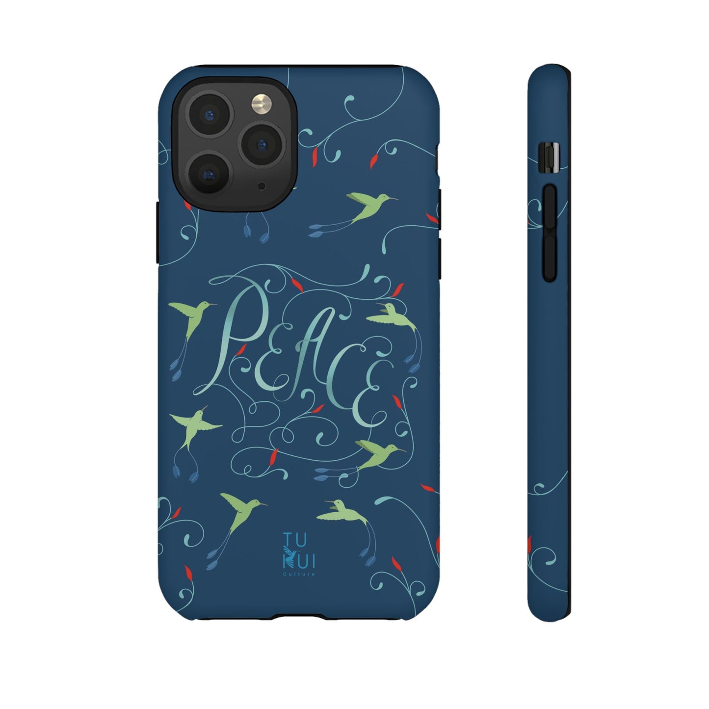 Phone Case - Hummingbirds & Flowers with Peace Lettering