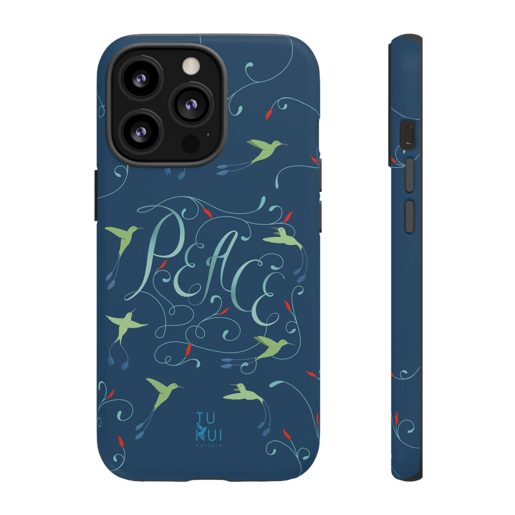 Phone Case - Hummingbirds & Flowers with Peace Lettering