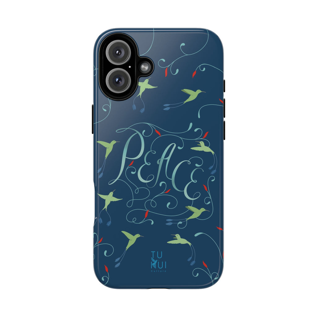 Phone Case - Hummingbirds & Flowers with Peace Lettering
