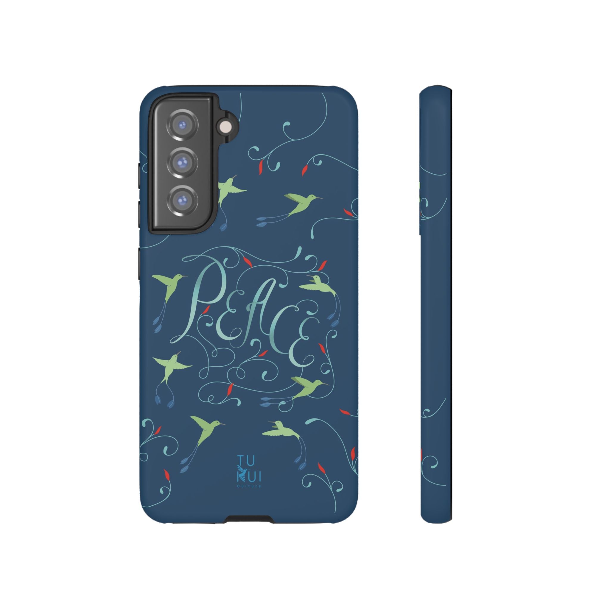 Phone Case - Hummingbirds & Flowers with Peace Lettering