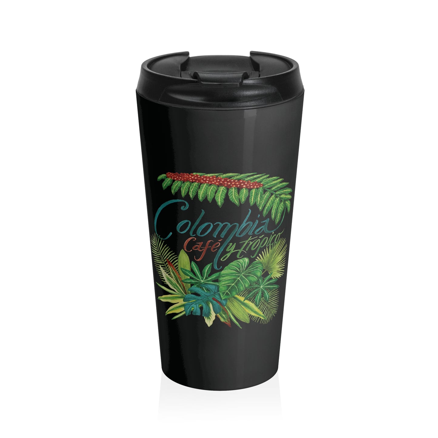 Colombia, Coffee and Tropic - Black Travel Mug