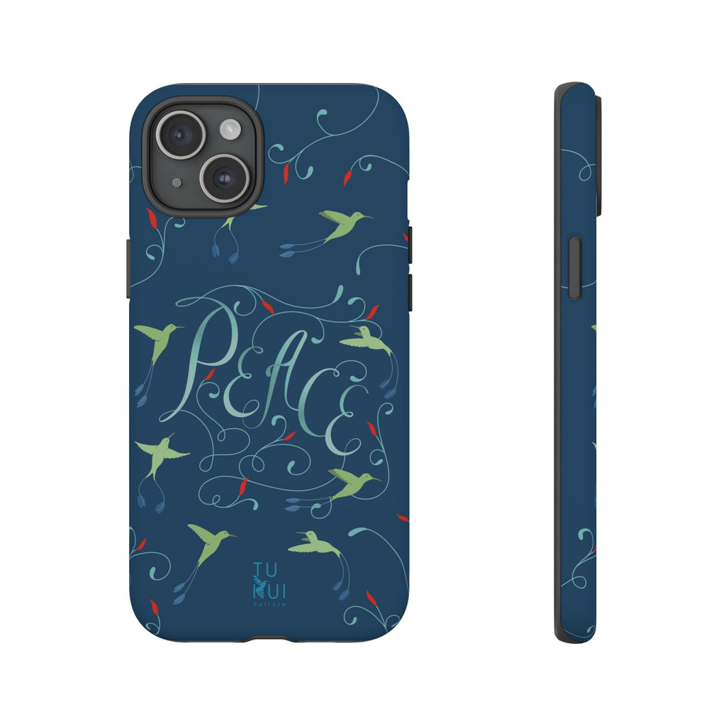 Phone Case - Hummingbirds & Flowers with Peace Lettering