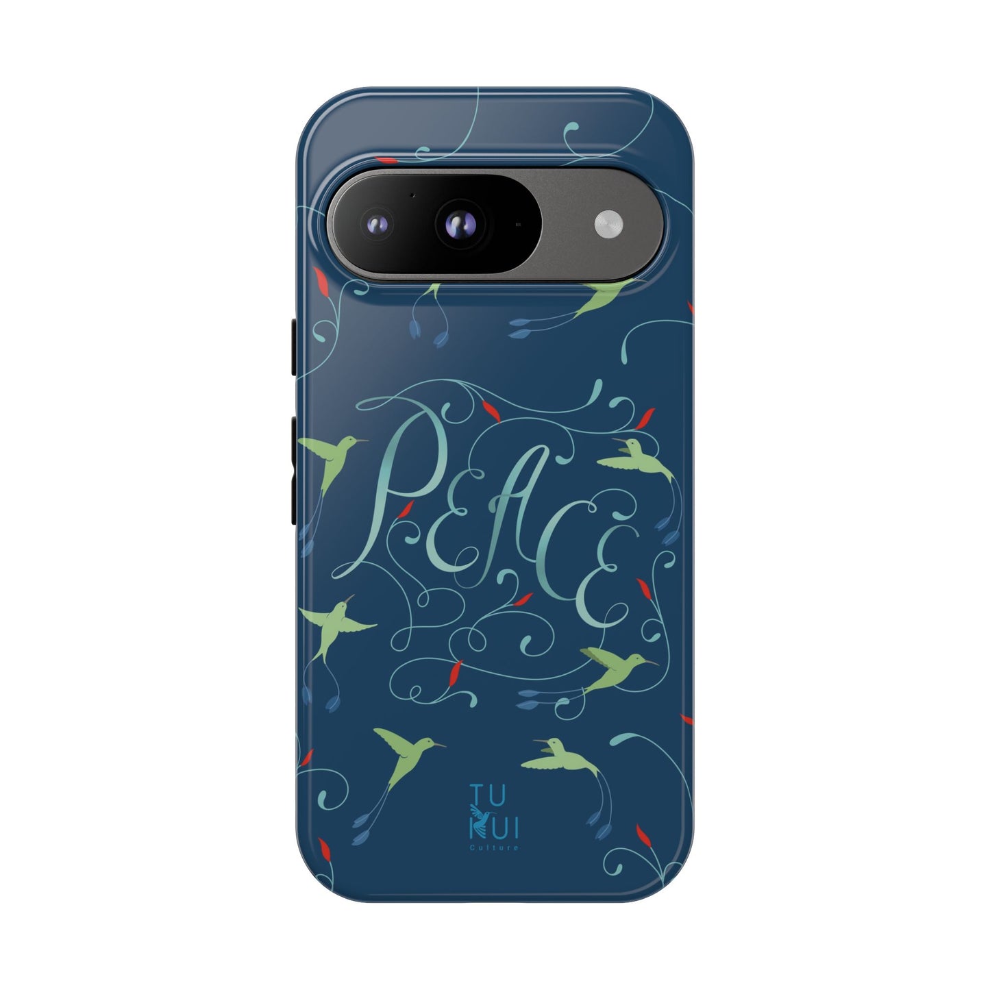 Phone Case - Hummingbirds & Flowers with Peace Lettering