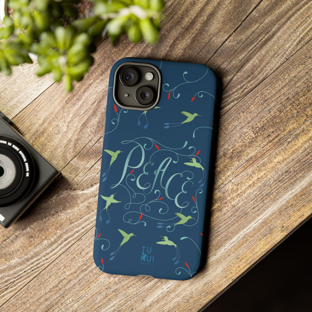 Phone Case - Hummingbirds & Flowers with Peace Lettering