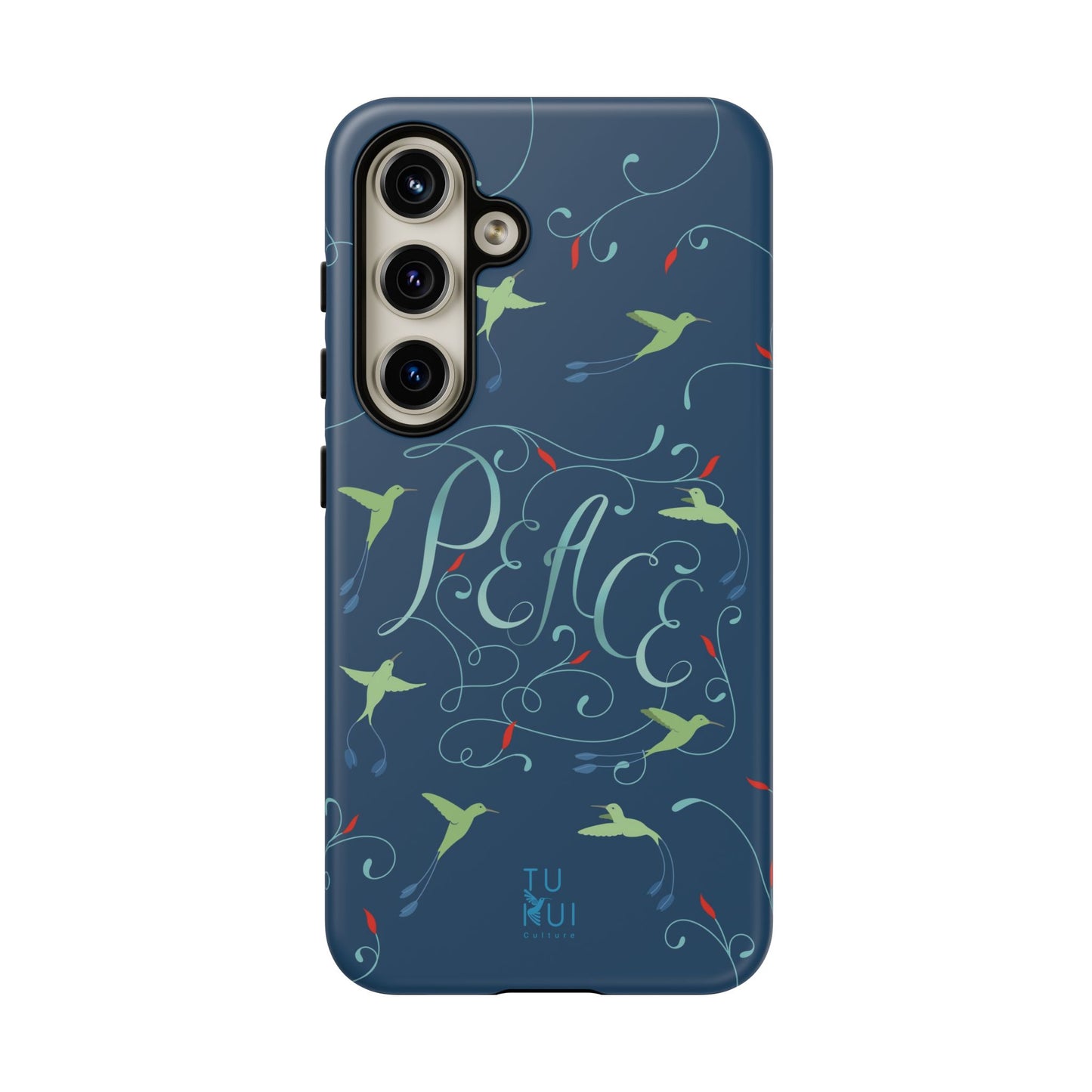 Phone Case - Hummingbirds & Flowers with Peace Lettering
