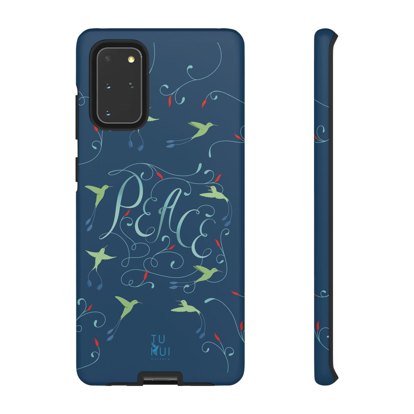 Phone Case - Hummingbirds & Flowers with Peace Lettering