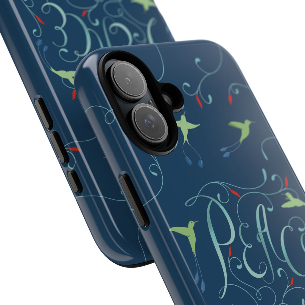 Phone Case - Hummingbirds & Flowers with Peace Lettering