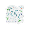 Peace Floral Die-Cut Magnet — Hummingbird & Script Refrigerator Magnet
