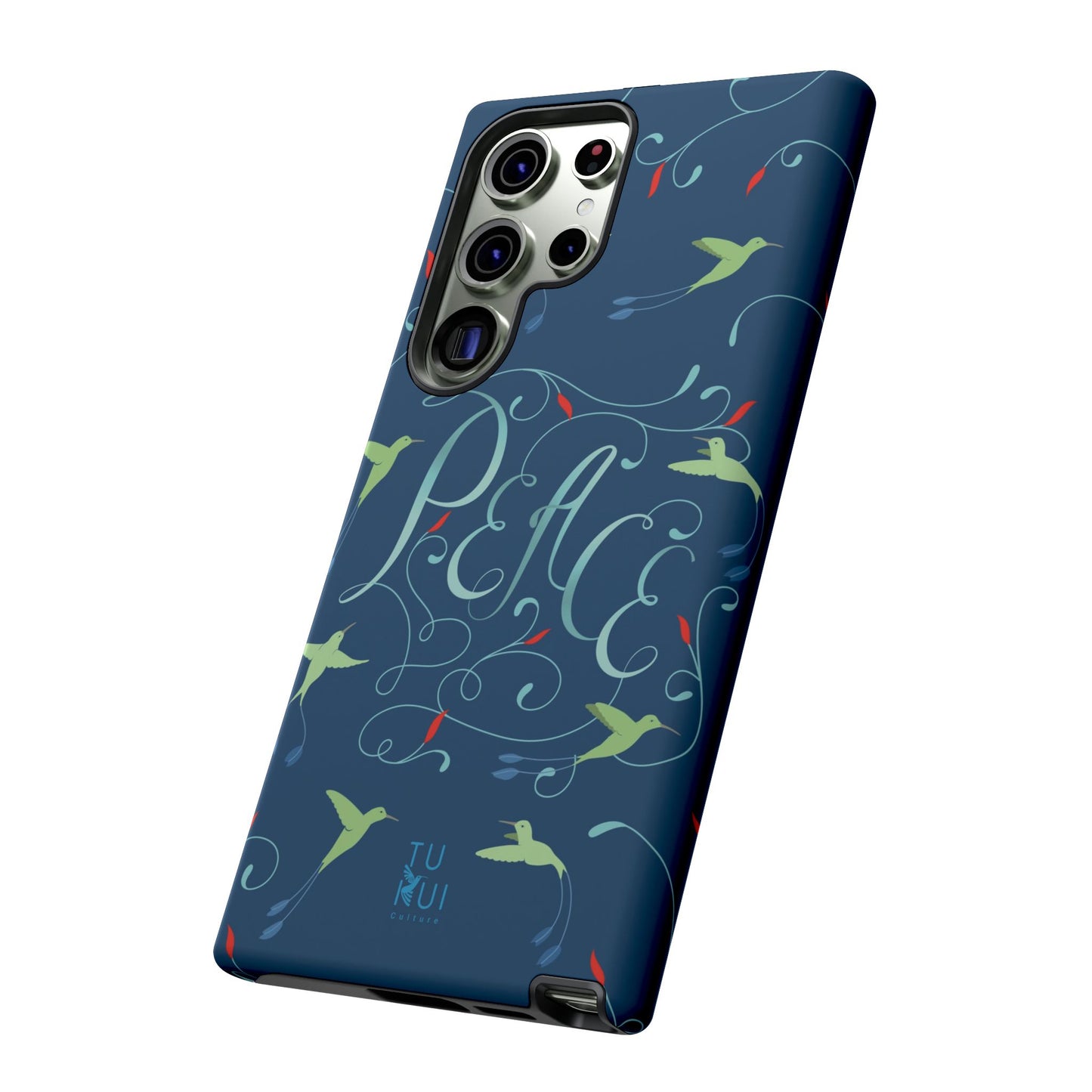 Phone Case - Hummingbirds & Flowers with Peace Lettering