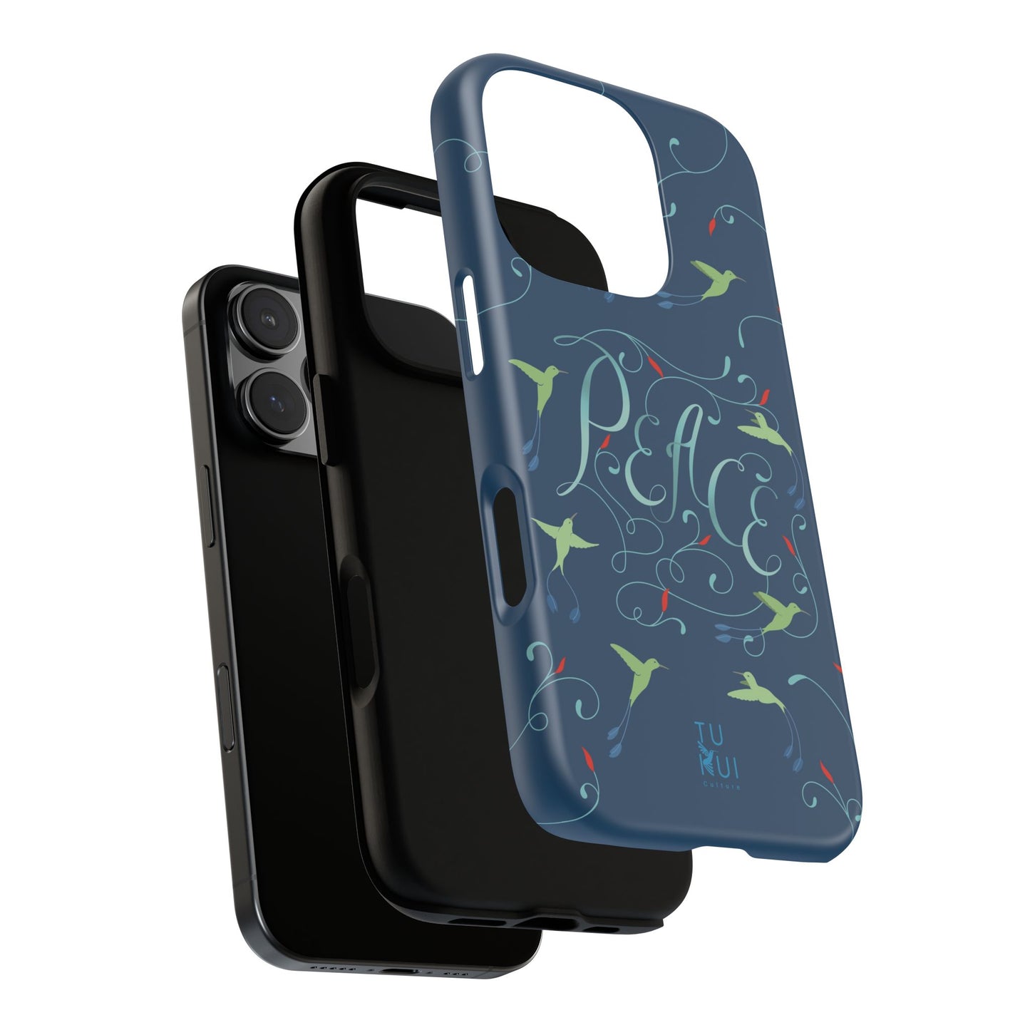 Phone Case - Hummingbirds & Flowers with Peace Lettering