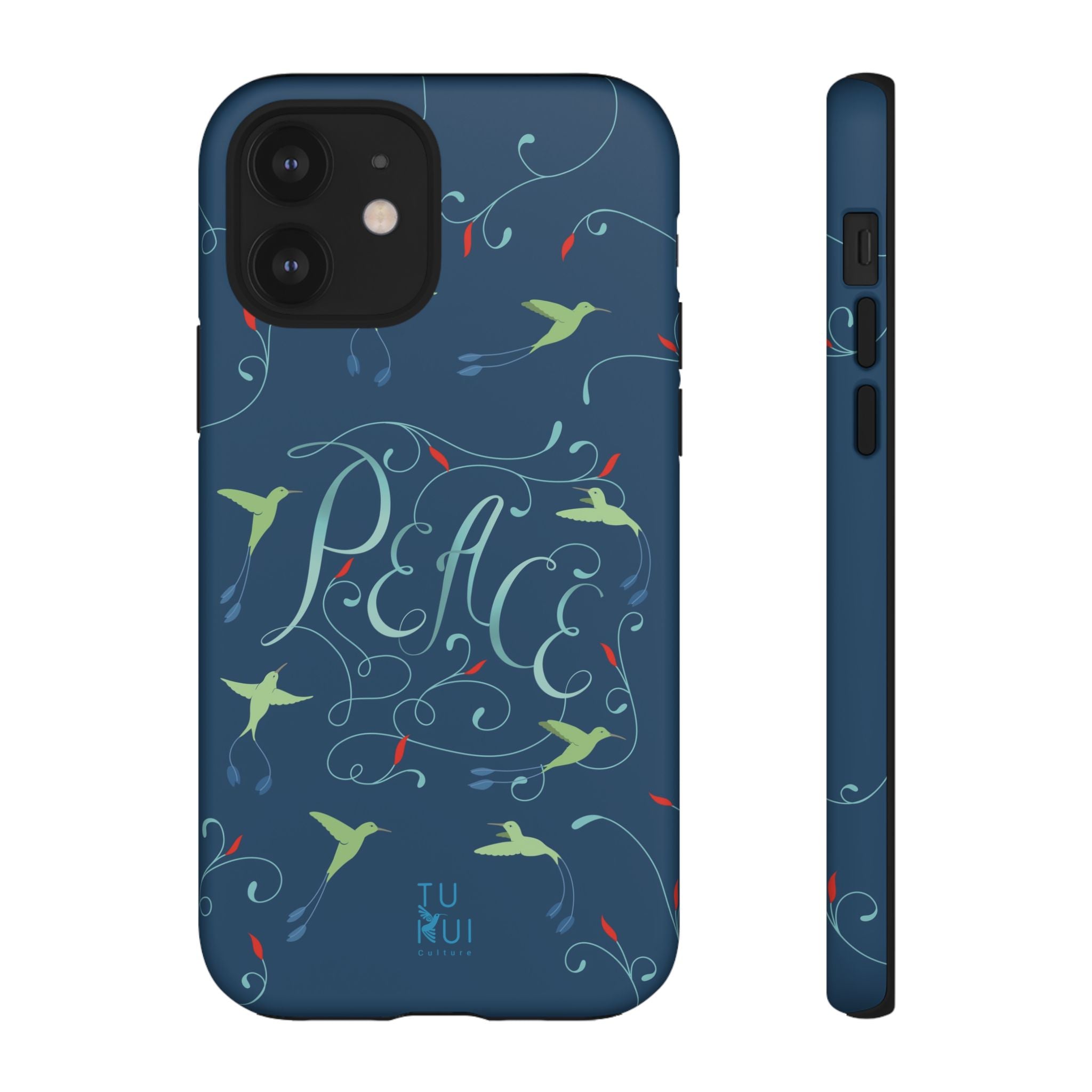 Phone Case - Hummingbirds & Flowers with Peace Lettering