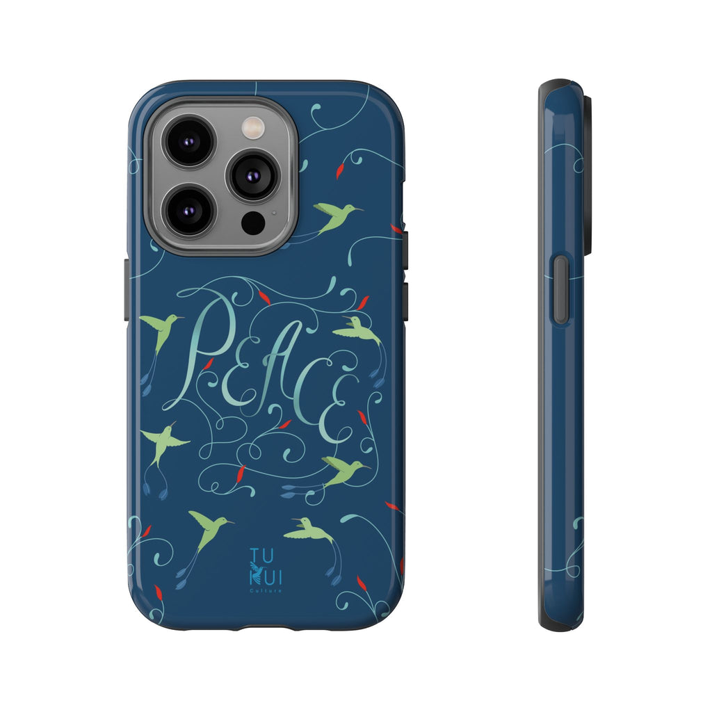 Phone Case - Hummingbirds & Flowers with Peace Lettering