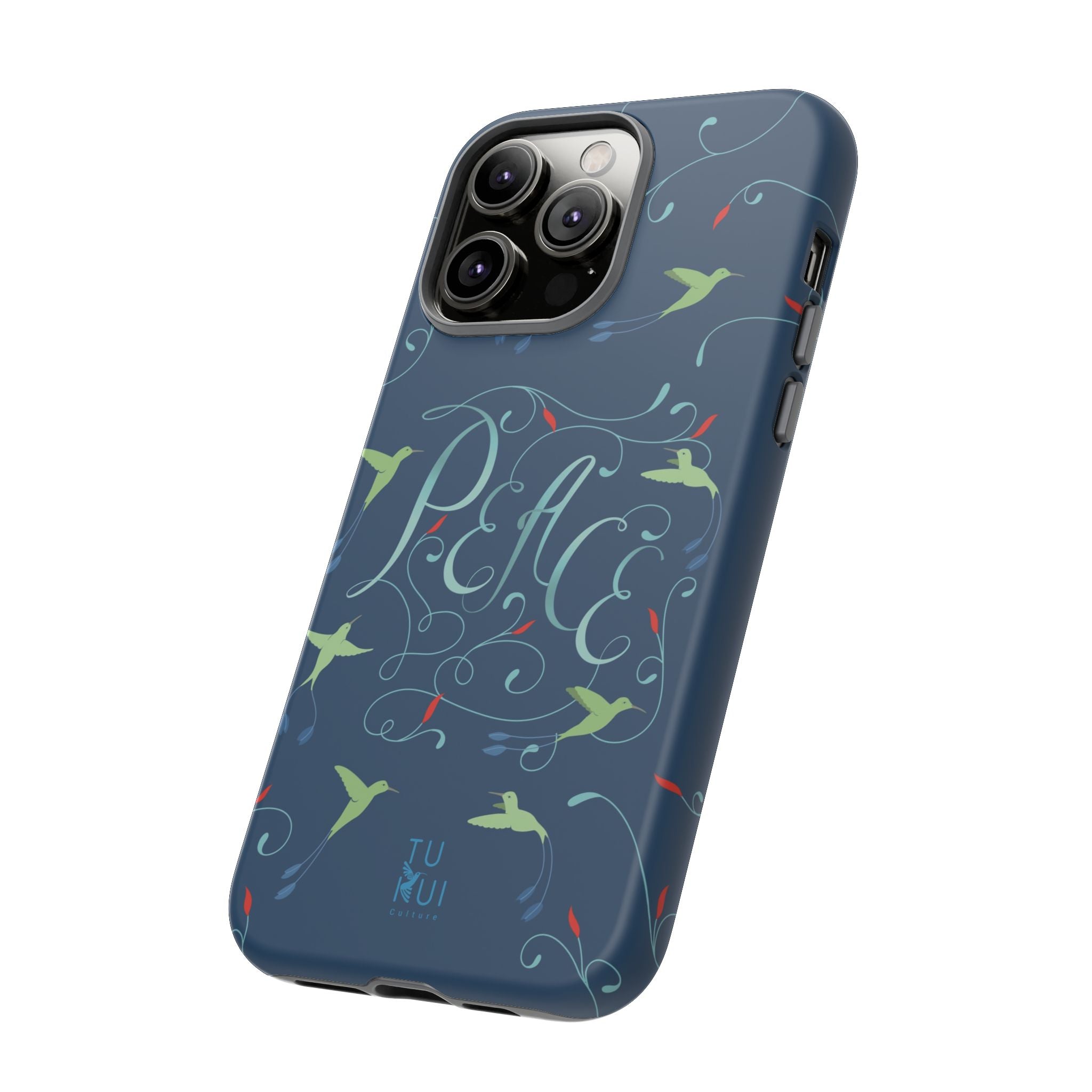 Phone Case - Hummingbirds & Flowers with Peace Lettering
