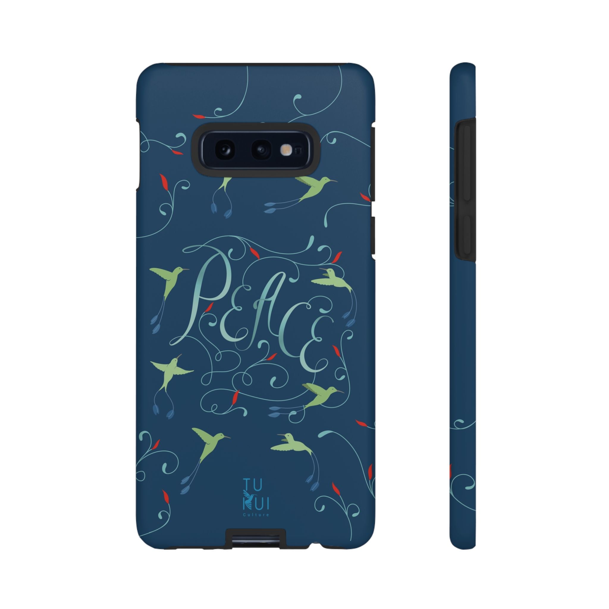 Phone Case - Hummingbirds & Flowers with Peace Lettering