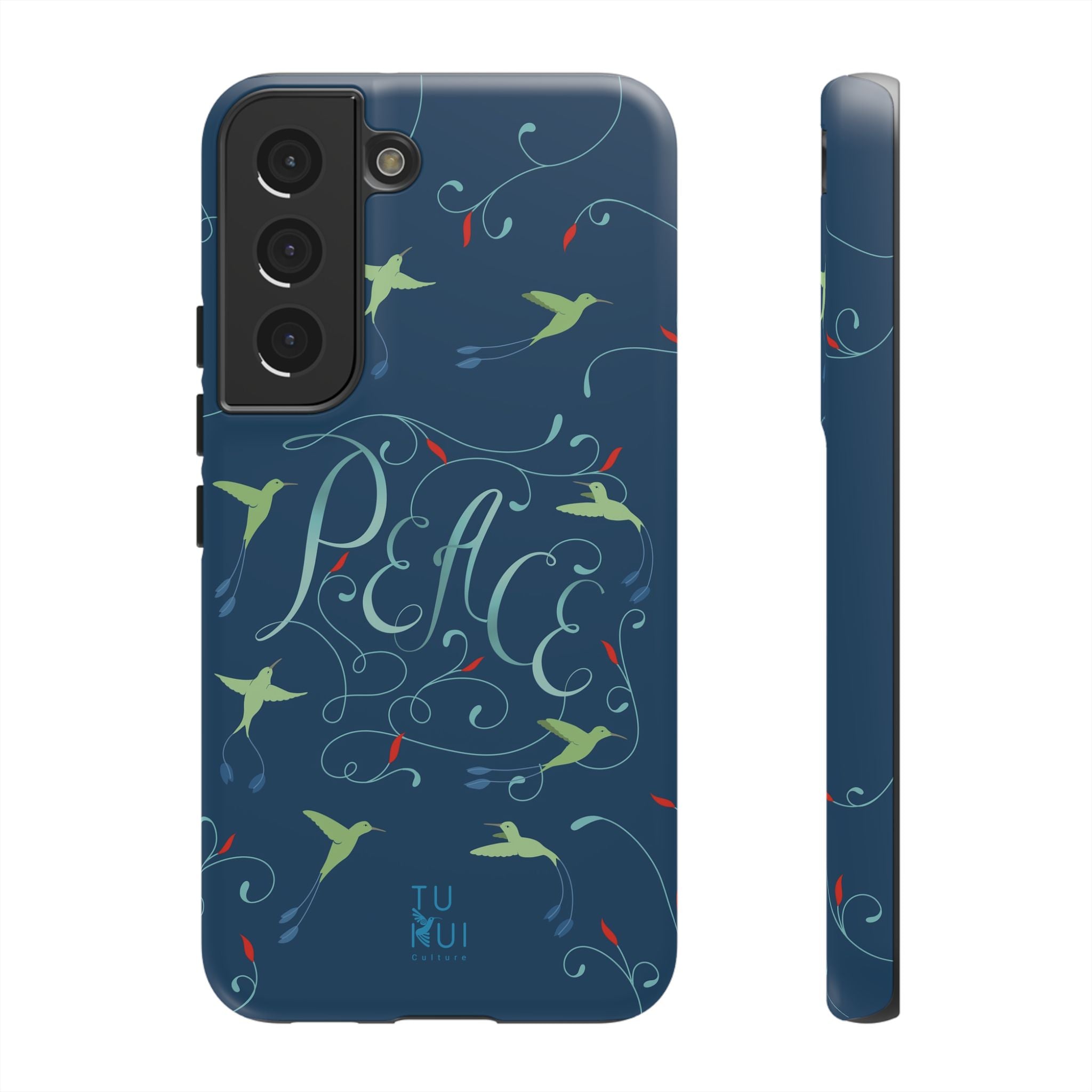 Phone Case - Hummingbirds & Flowers with Peace Lettering