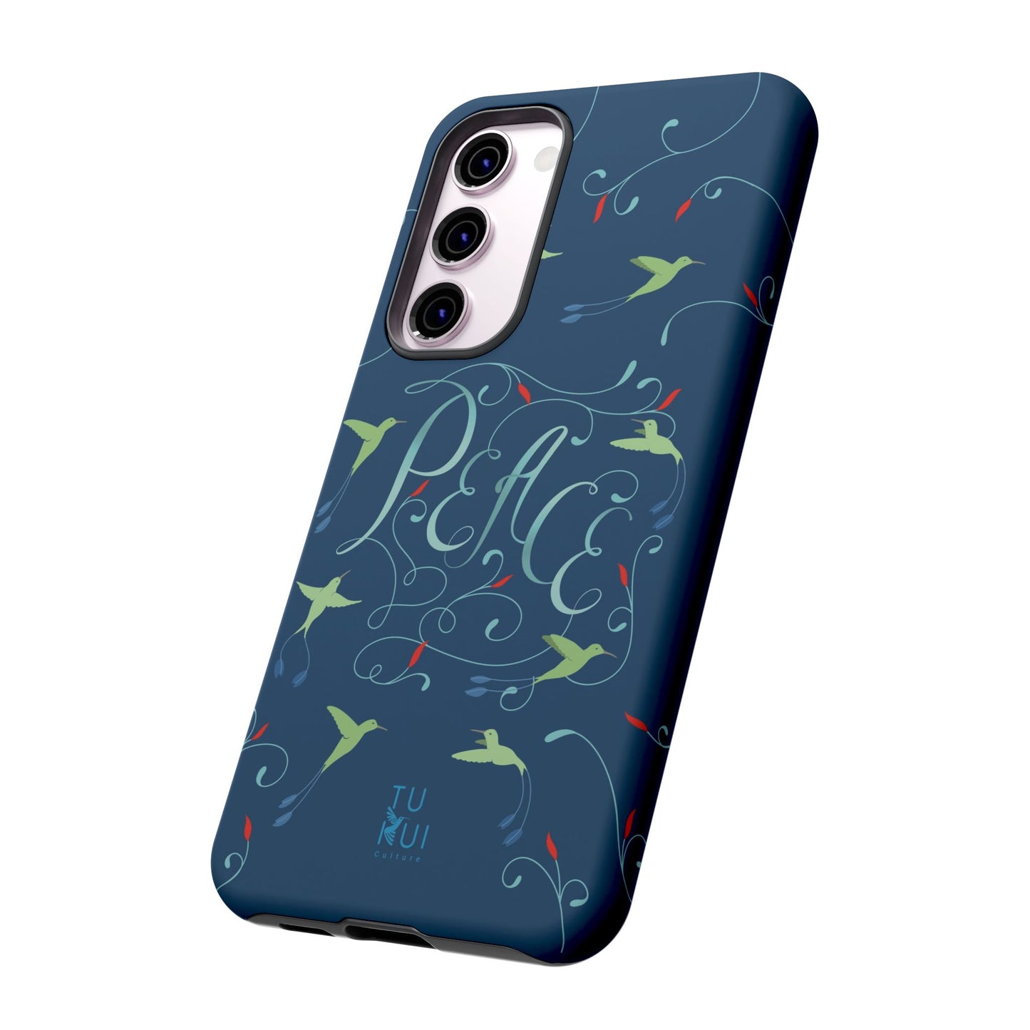 Phone Case - Hummingbirds & Flowers with Peace Lettering