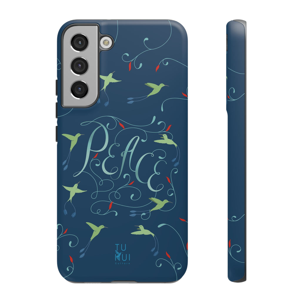 Phone Case - Hummingbirds & Flowers with Peace Lettering
