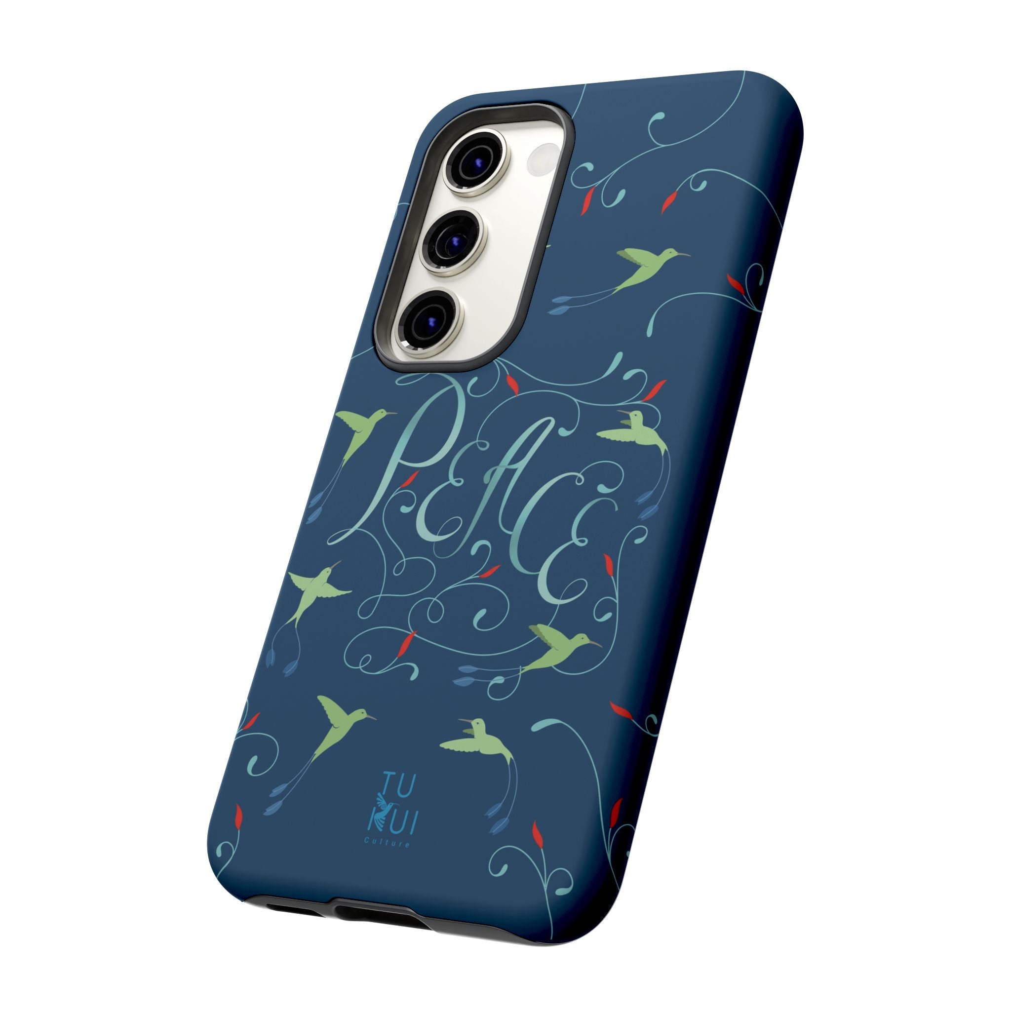 Phone Case - Hummingbirds & Flowers with Peace Lettering