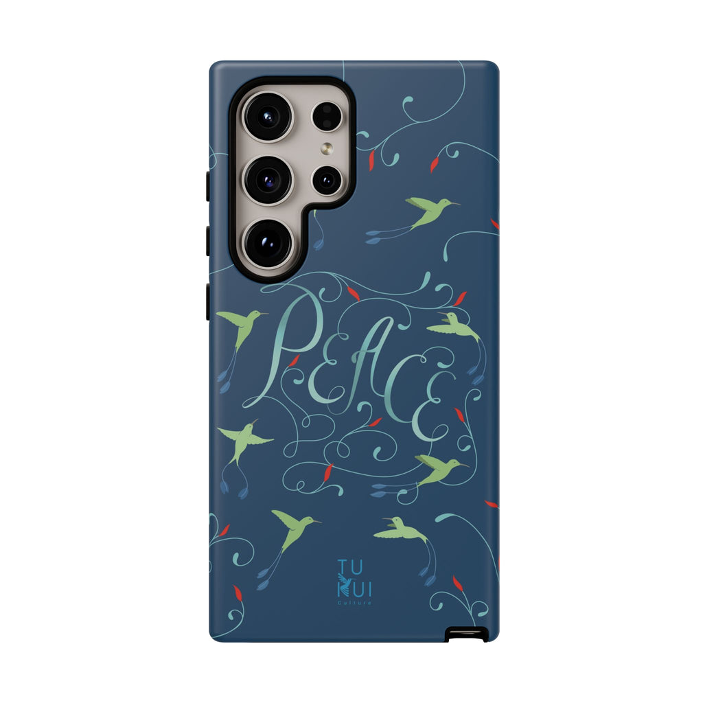 Phone Case - Hummingbirds & Flowers with Peace Lettering