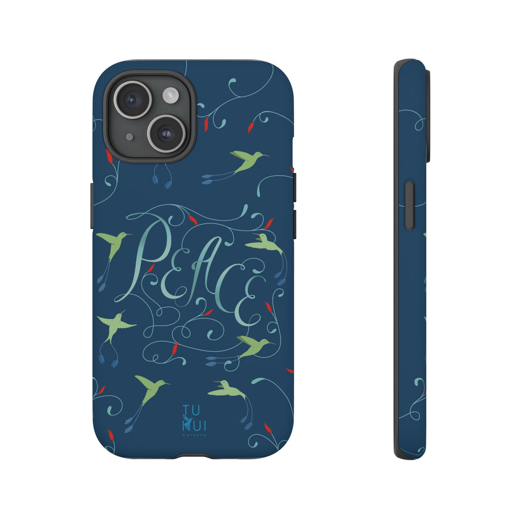 Phone Case - Hummingbirds & Flowers with Peace Lettering