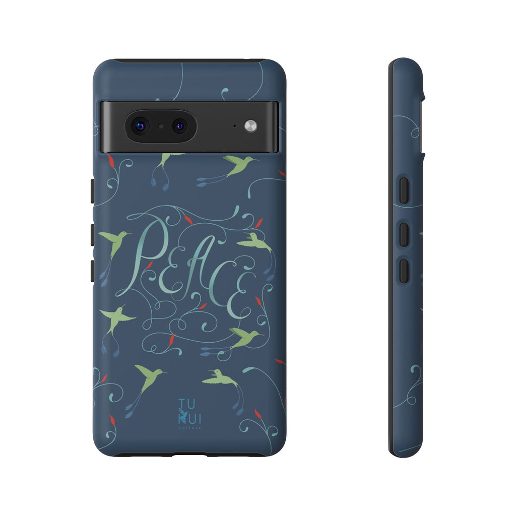 Phone Case - Hummingbirds & Flowers with Peace Lettering