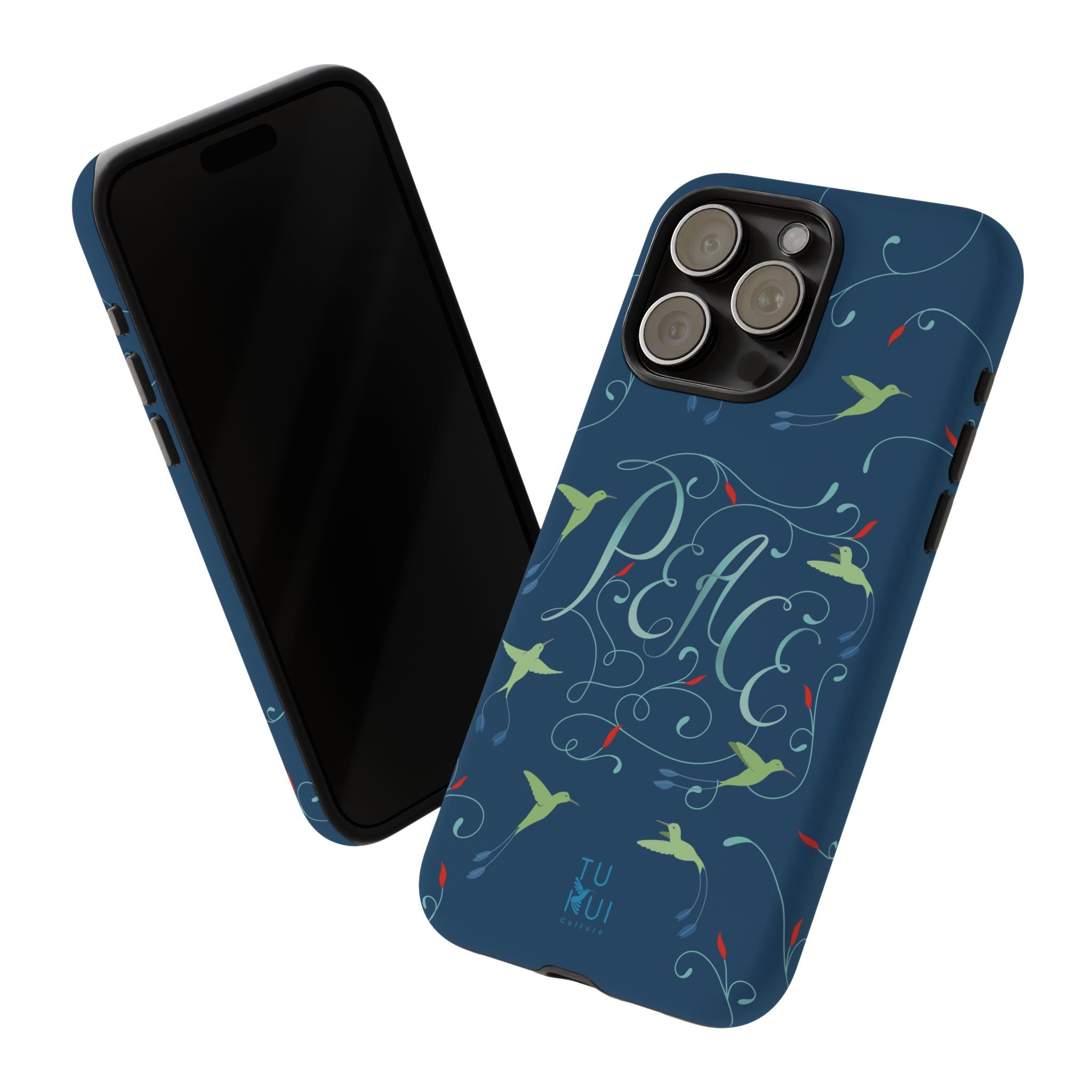 Phone Case - Hummingbirds & Flowers with Peace Lettering