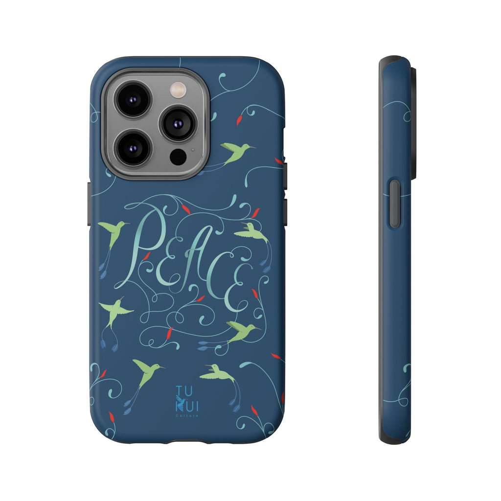 Phone Case - Hummingbirds & Flowers with Peace Lettering