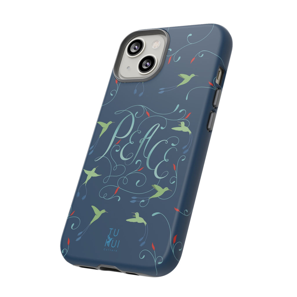 Phone Case - Hummingbirds & Flowers with Peace Lettering
