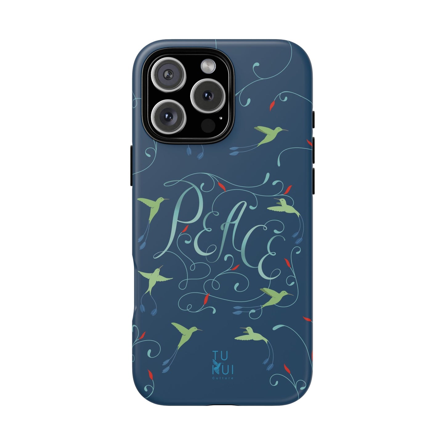 Phone Case - Hummingbirds & Flowers with Peace Lettering