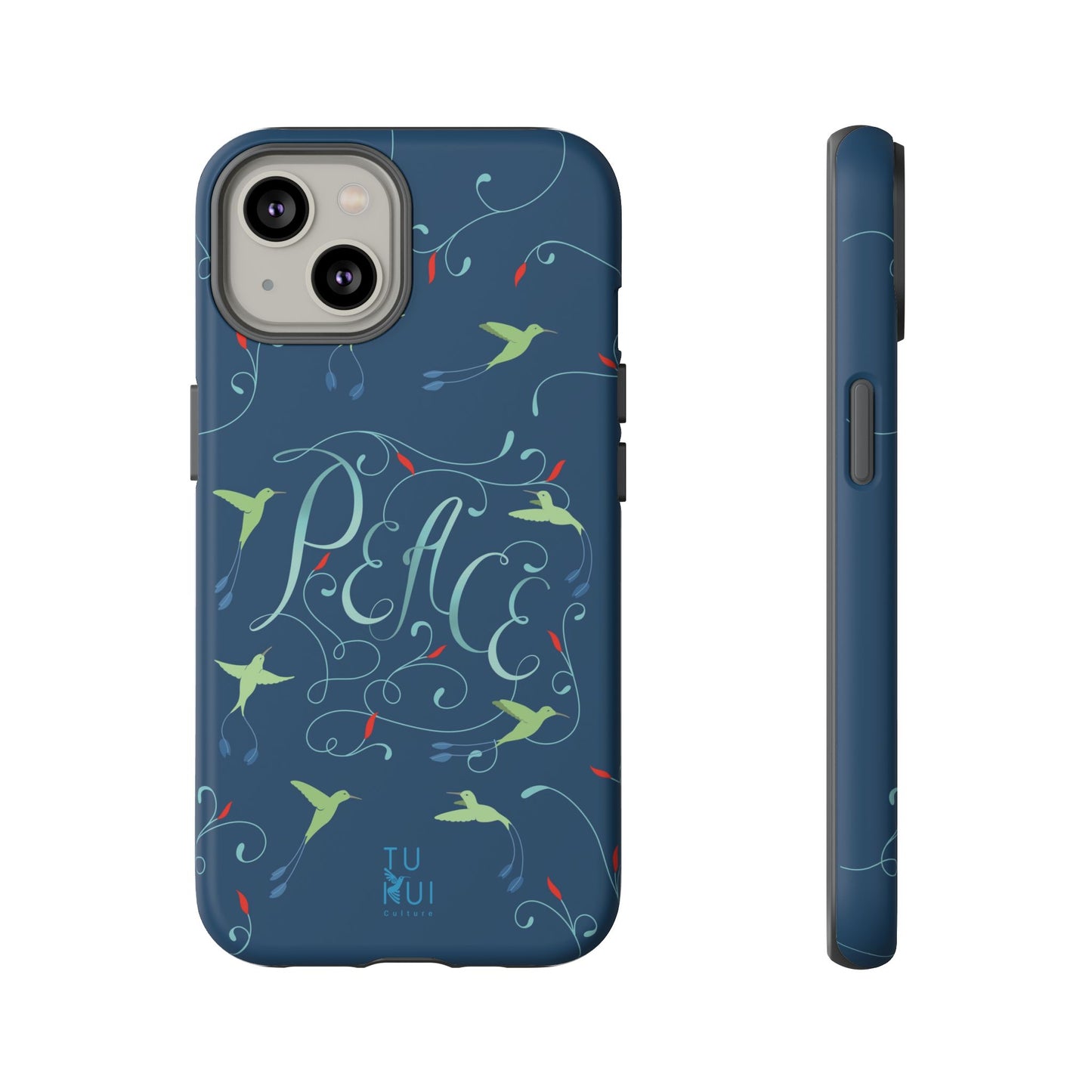 Phone Case - Hummingbirds & Flowers with Peace Lettering