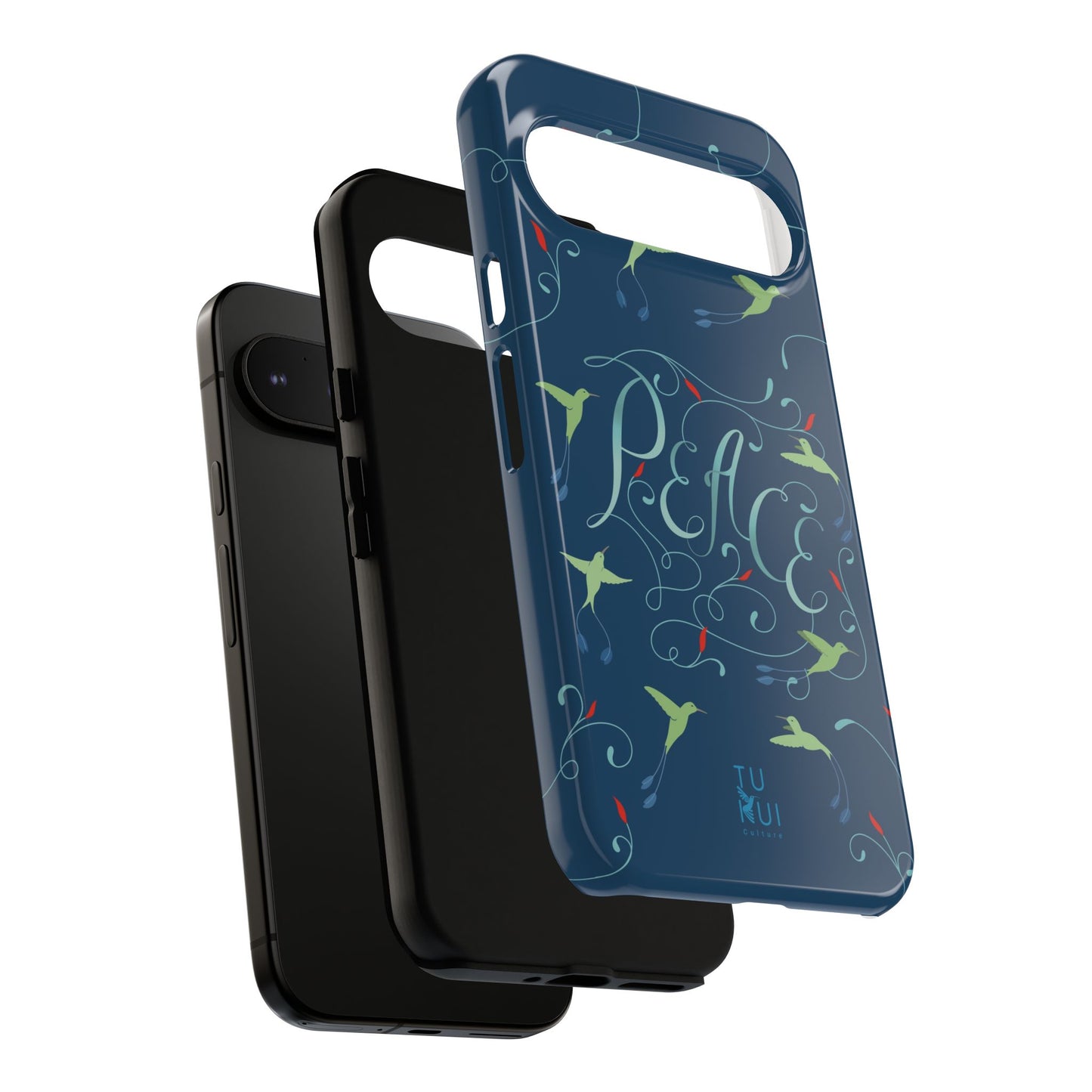 Phone Case - Hummingbirds & Flowers with Peace Lettering
