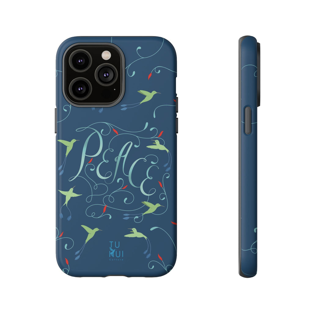 Phone Case - Hummingbirds & Flowers with Peace Lettering