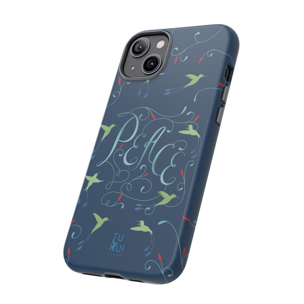 Phone Case - Hummingbirds & Flowers with Peace Lettering
