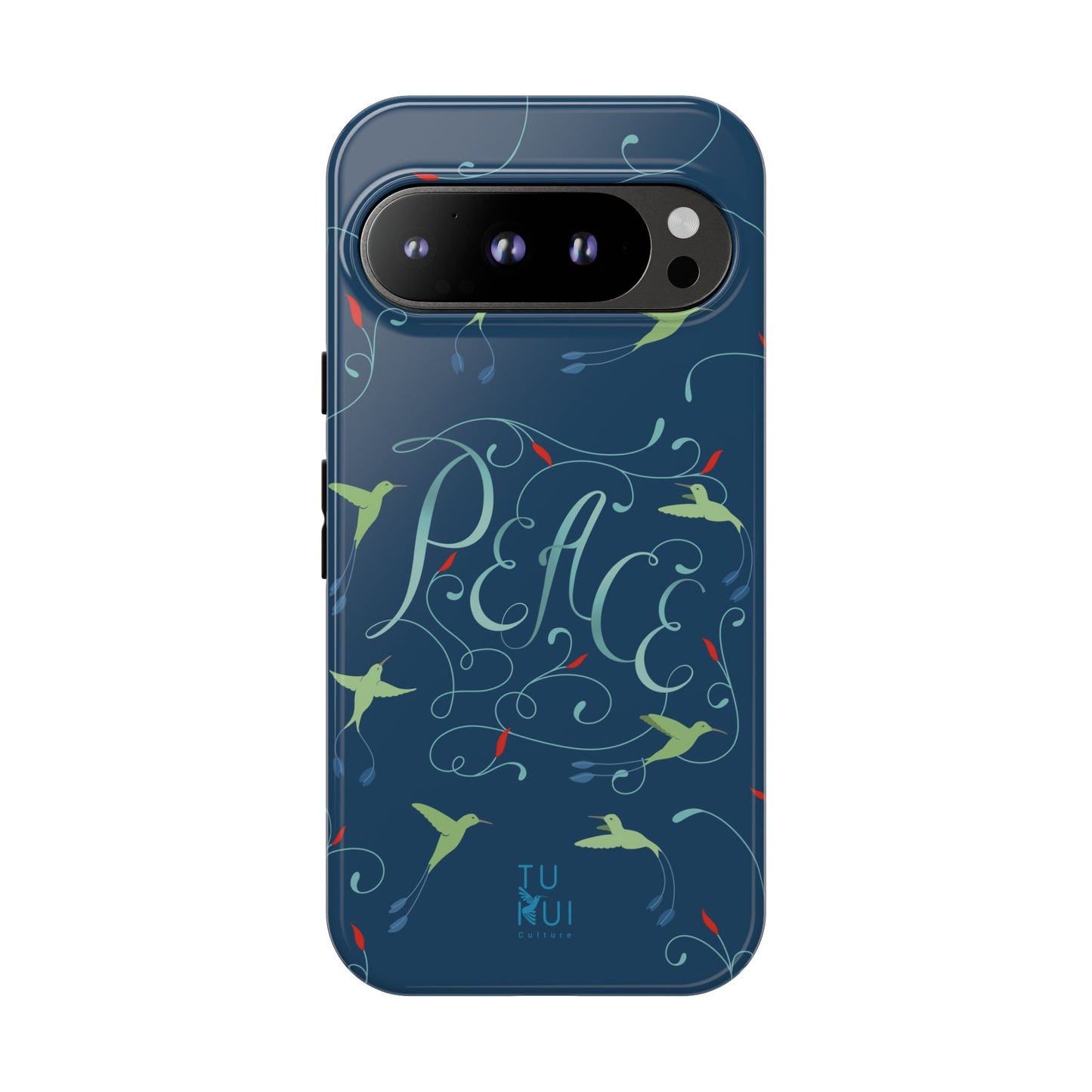 Phone Case - Hummingbirds & Flowers with Peace Lettering