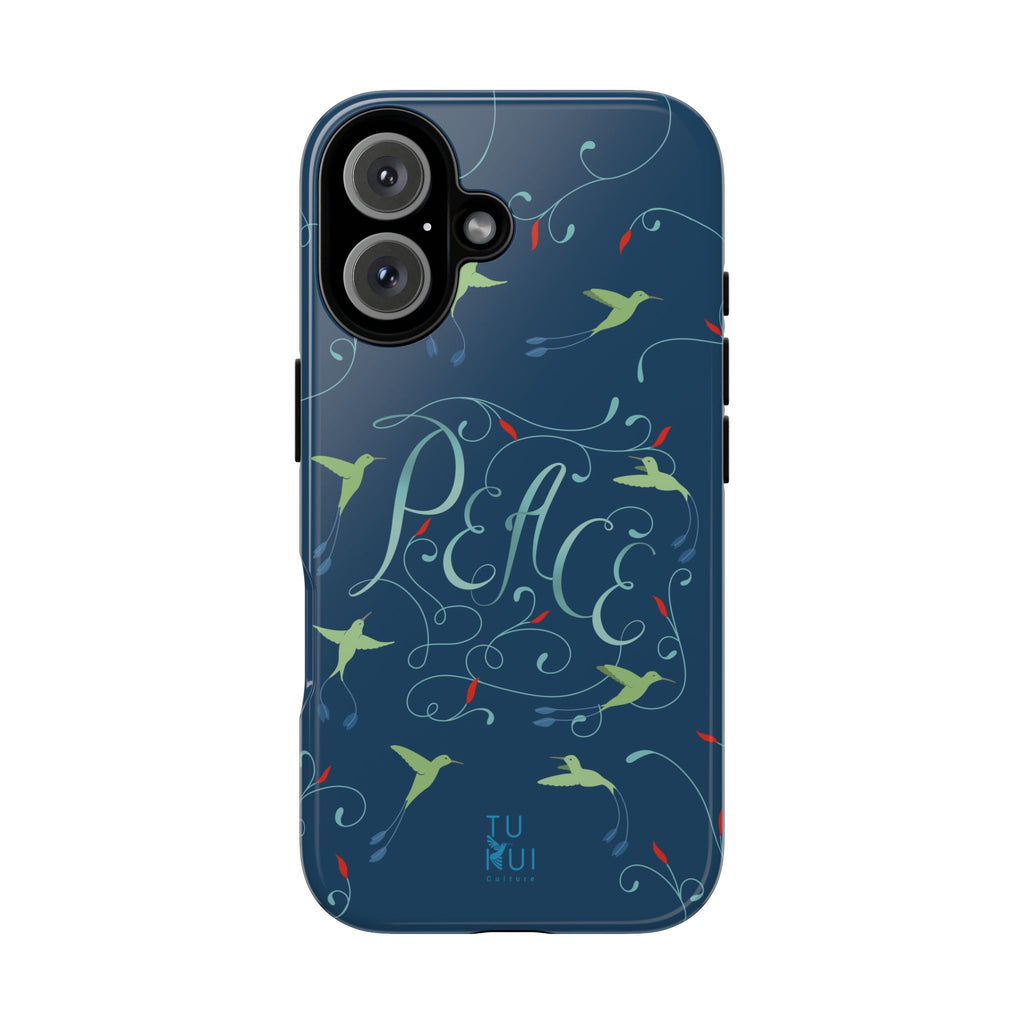 Phone Case - Hummingbirds & Flowers with Peace Lettering