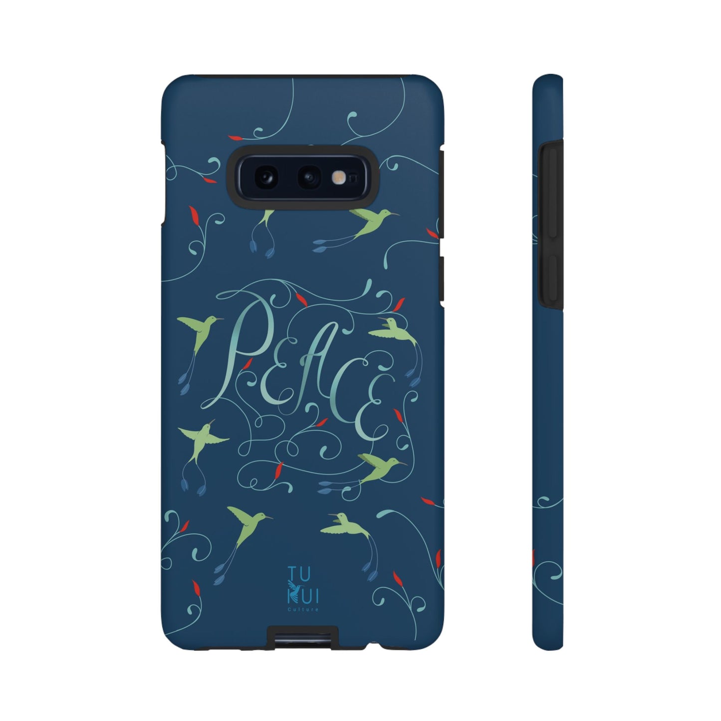 Phone Case - Hummingbirds & Flowers with Peace Lettering