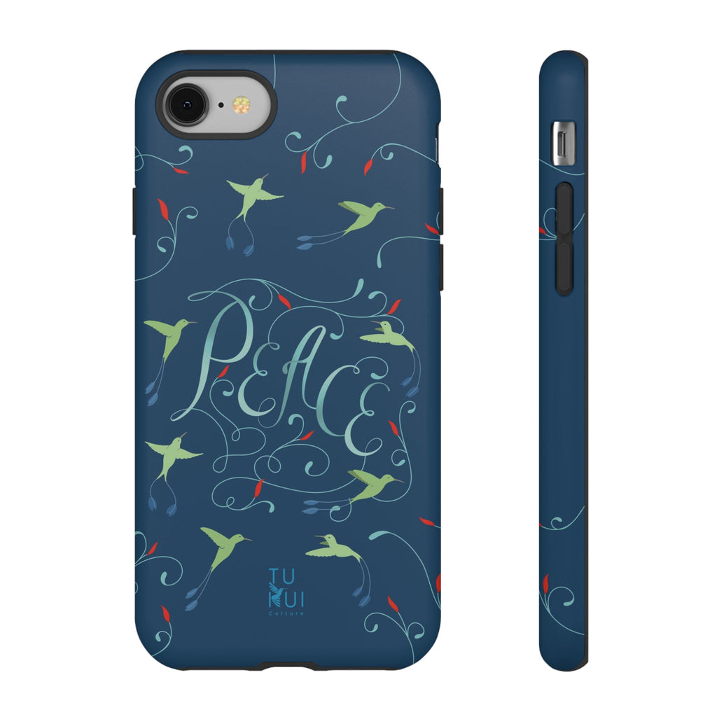 Phone Case - Hummingbirds & Flowers with Peace Lettering