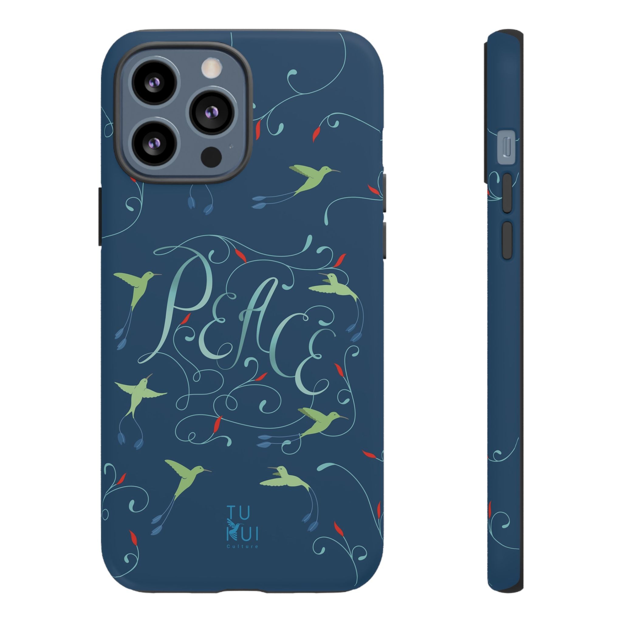Phone Case - Hummingbirds & Flowers with Peace Lettering