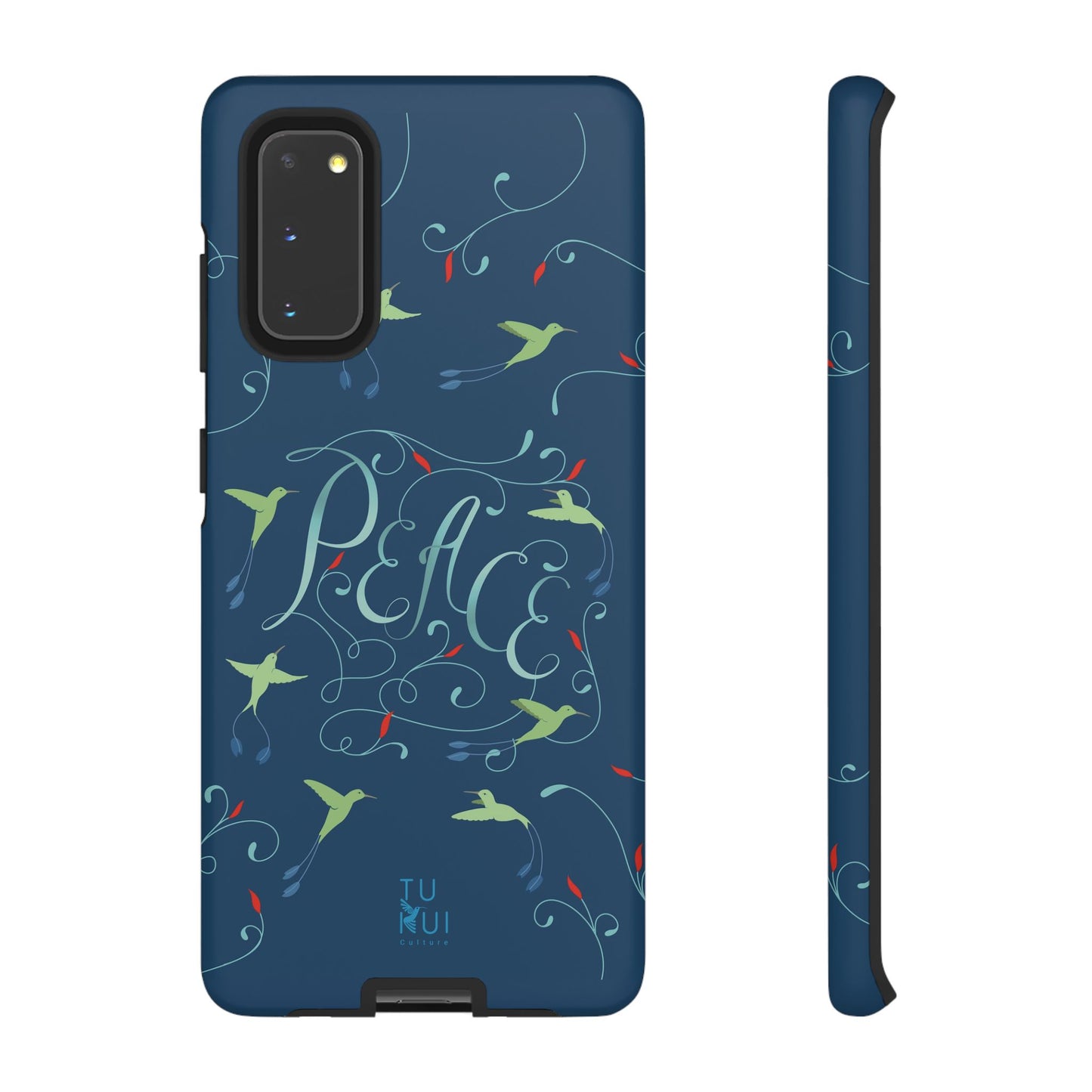 Phone Case - Hummingbirds & Flowers with Peace Lettering