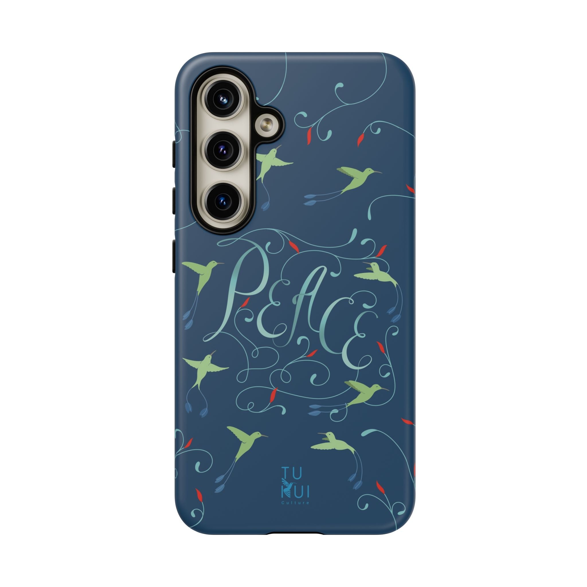 Phone Case - Hummingbirds & Flowers with Peace Lettering