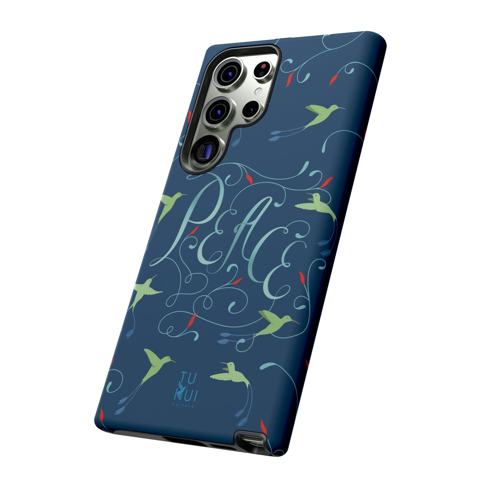 Phone Case - Hummingbirds & Flowers with Peace Lettering
