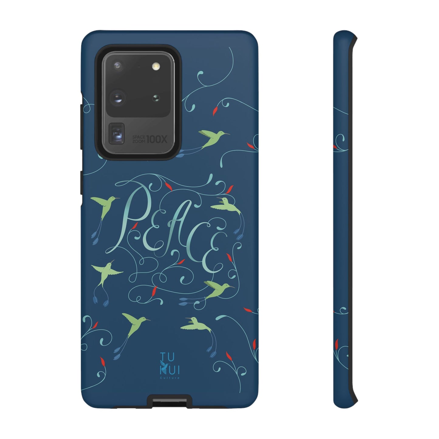 Phone Case - Hummingbirds & Flowers with Peace Lettering