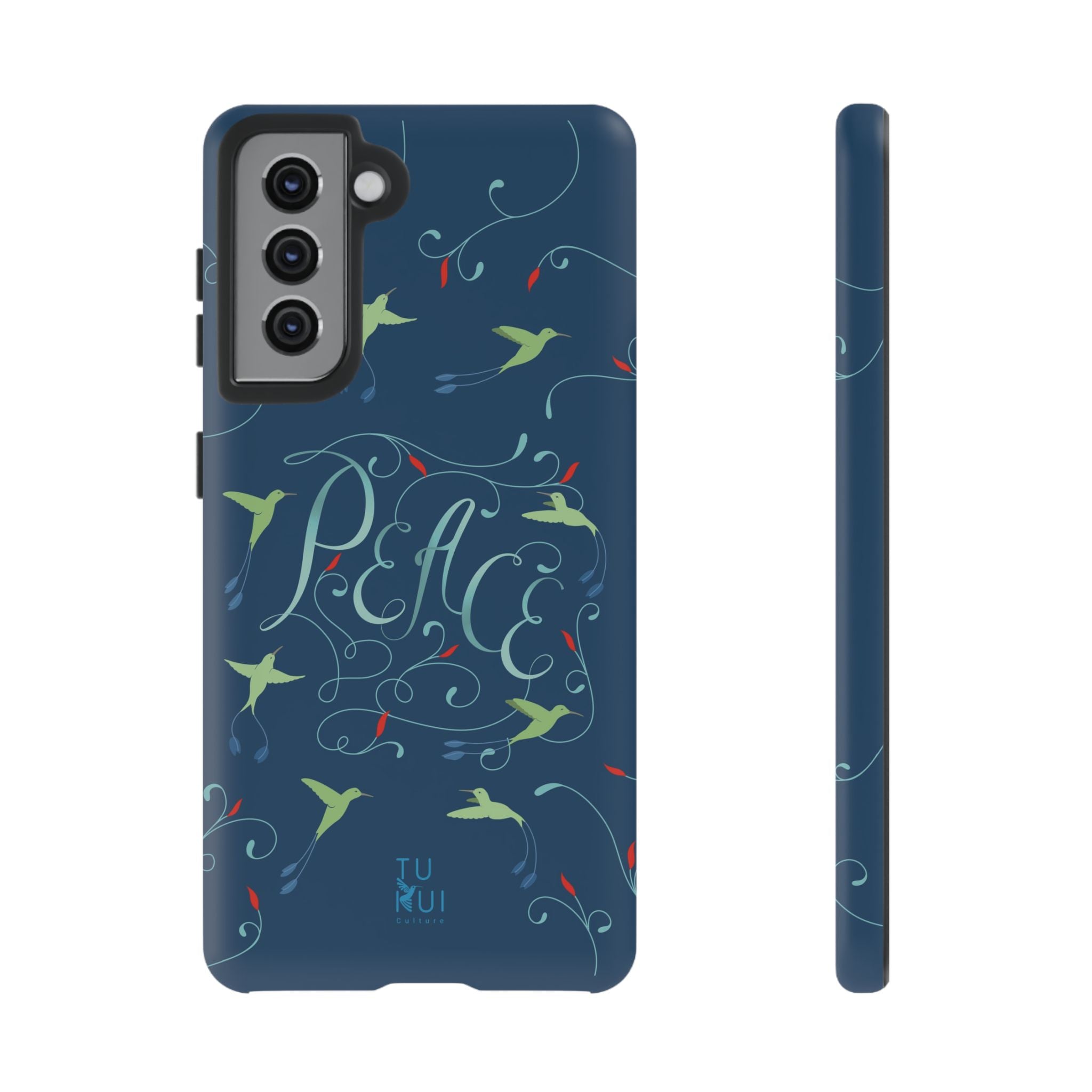 Phone Case - Hummingbirds & Flowers with Peace Lettering