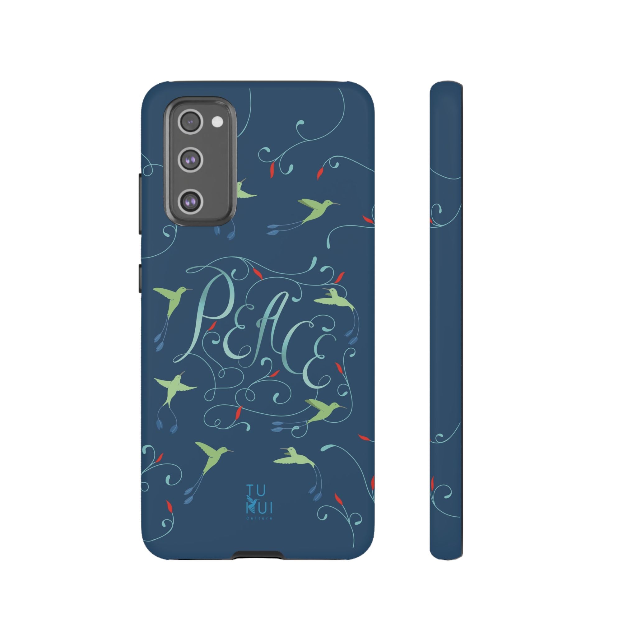 Phone Case - Hummingbirds & Flowers with Peace Lettering
